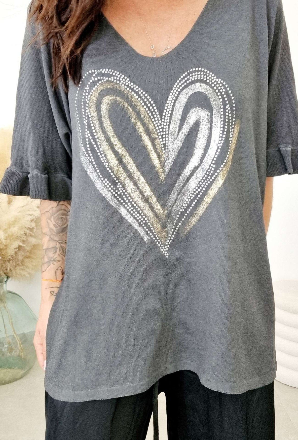 Top LOVE gris