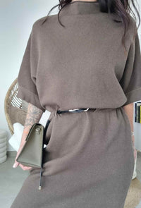 Robe pull avec ceinture - MARILYN (kaki)