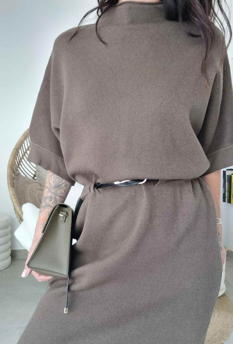 Robe pull avec ceinture - MARILYN (kaki)
