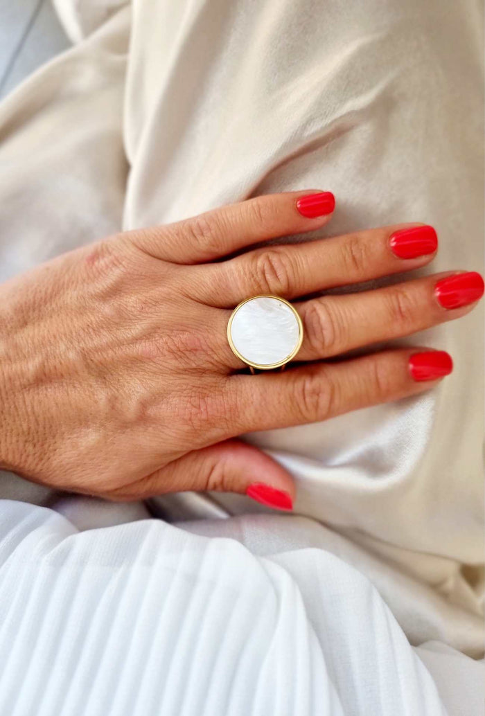 Bague KELLY Nacre blanc