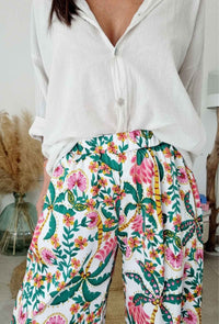 Pantalon CAMELIA vert/rose