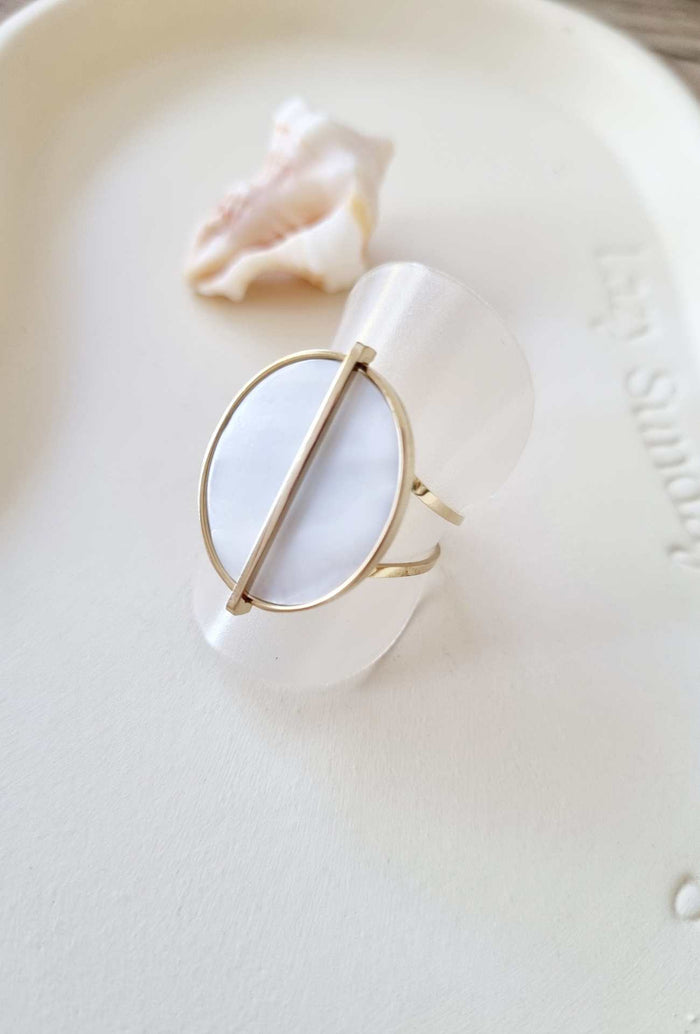 Bague IRIS nacre blanc