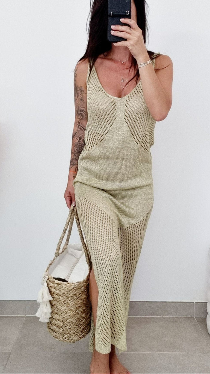 Robe longue maille Dorée GINA 