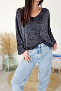 Top paillettes LYSA bleu