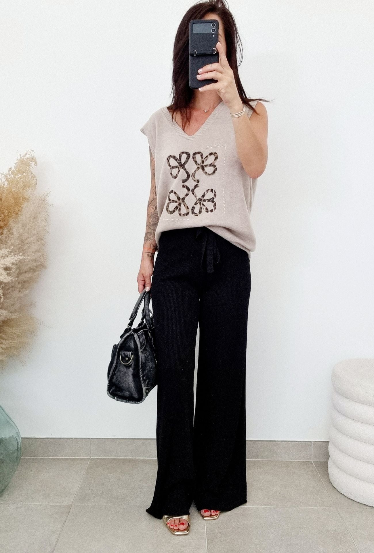 Pantalon maille noir shop