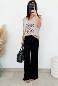 Pantalon maille paillettes PAOLA Noir