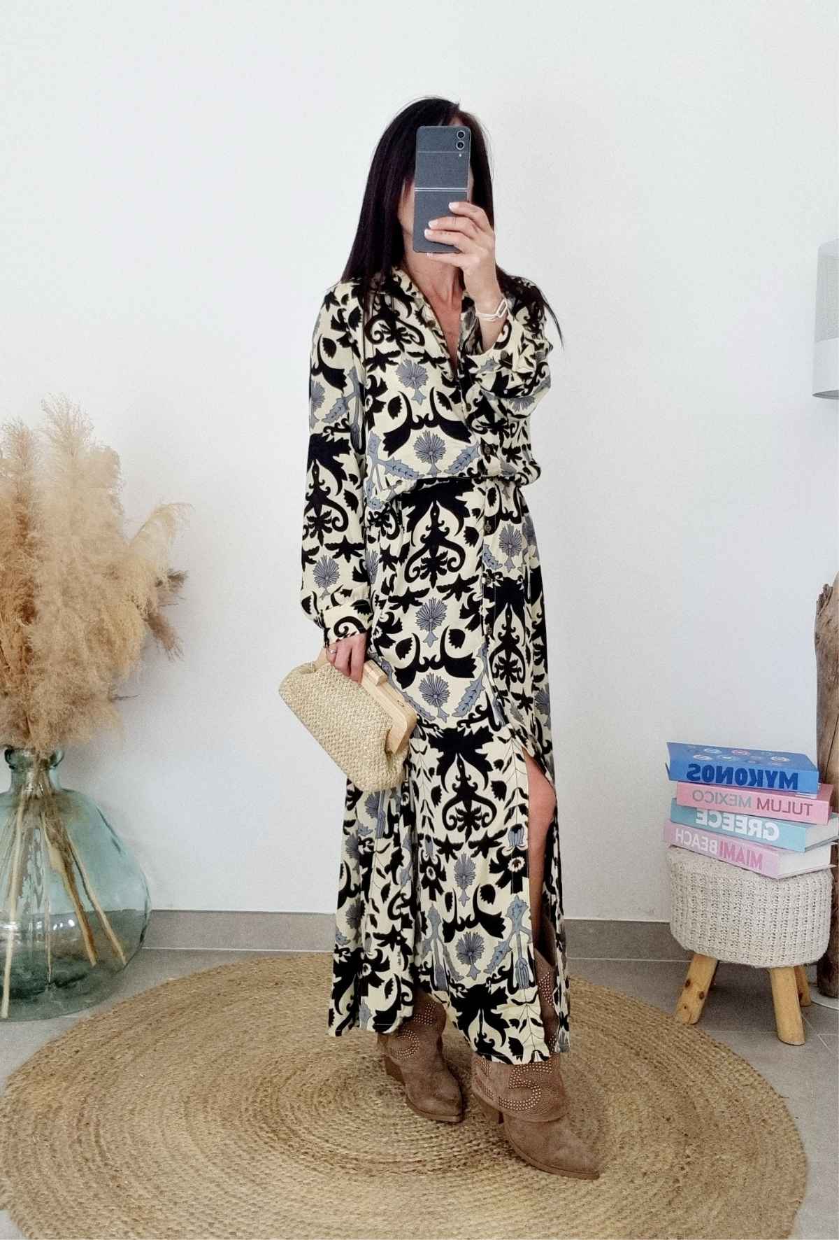 Robe DALHIA noir/crème