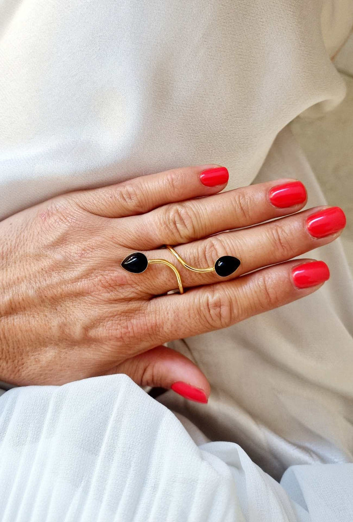 Bague LULU dorée noire