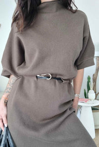 Robe pull avec ceinture - MARILYN (kaki)