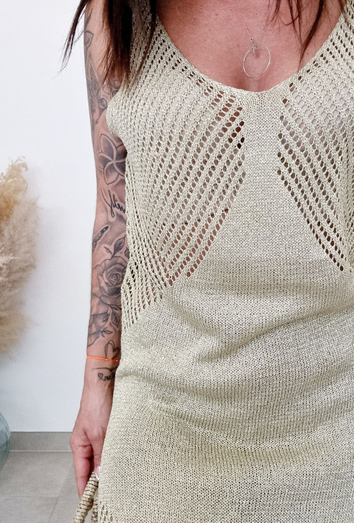 Robe longue maille Dorée GINA 