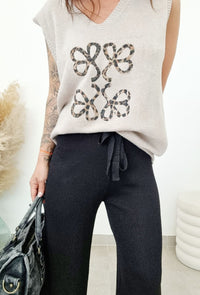 Pantalon maille paillettes PAOLA Noir