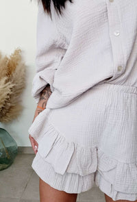 Short Gaze de coton CATHY Kaki