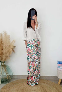 Pantalon CAMELIA vert/rose