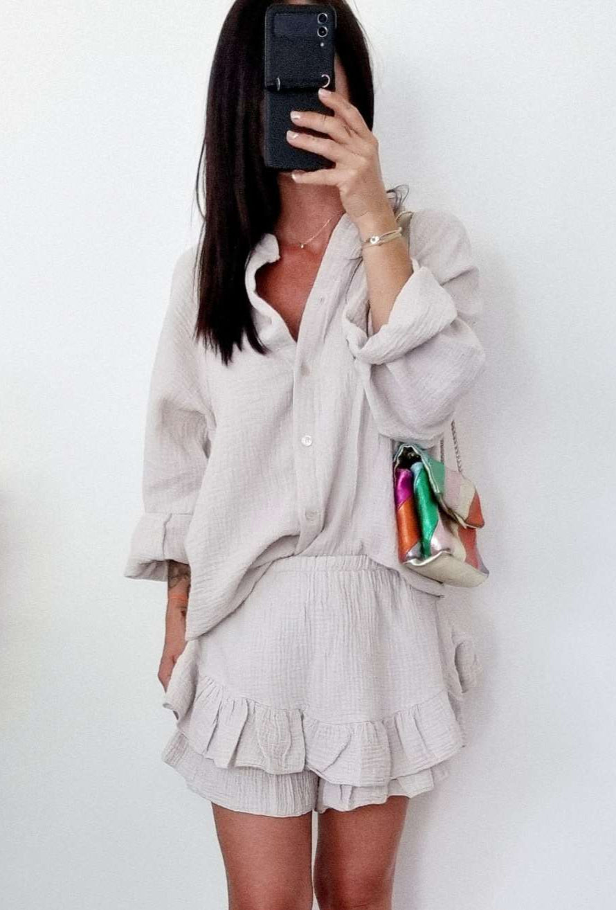 Blouse gaze de coton Cathy sable