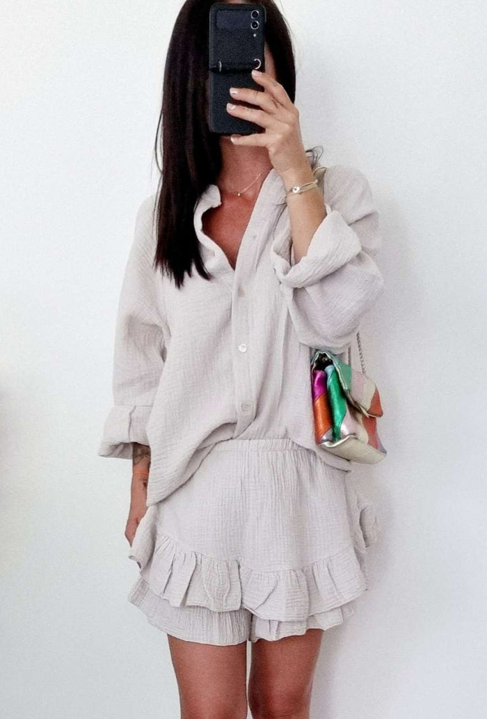 Blouse gaze de coton Cathy sable