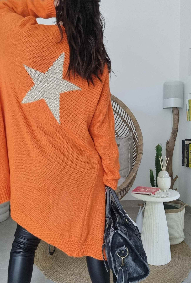 Gilet long manches longues étoile - elo (orange)