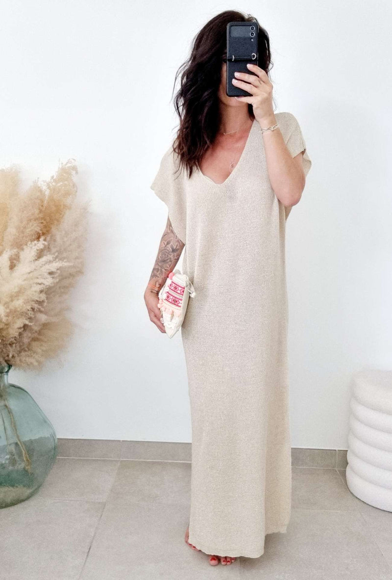 Robe Longue CHLOE maille sable