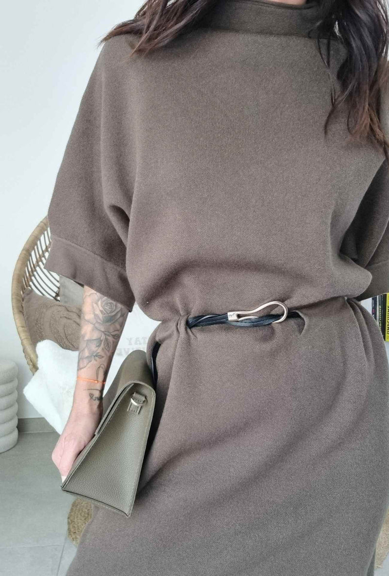 Robe pull avec ceinture - MARILYN (kaki)