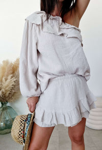 Short Gaze de coton CATHY Sable