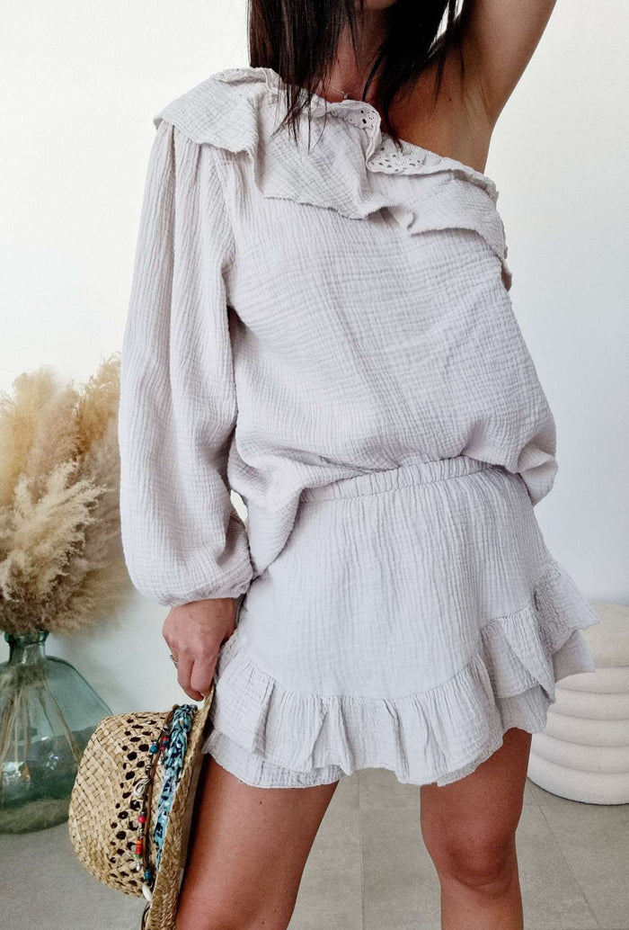 Short Gaze de coton CATHY Sable