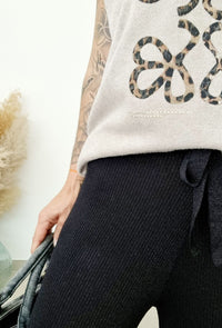 Pantalon maille paillettes PAOLA Noir