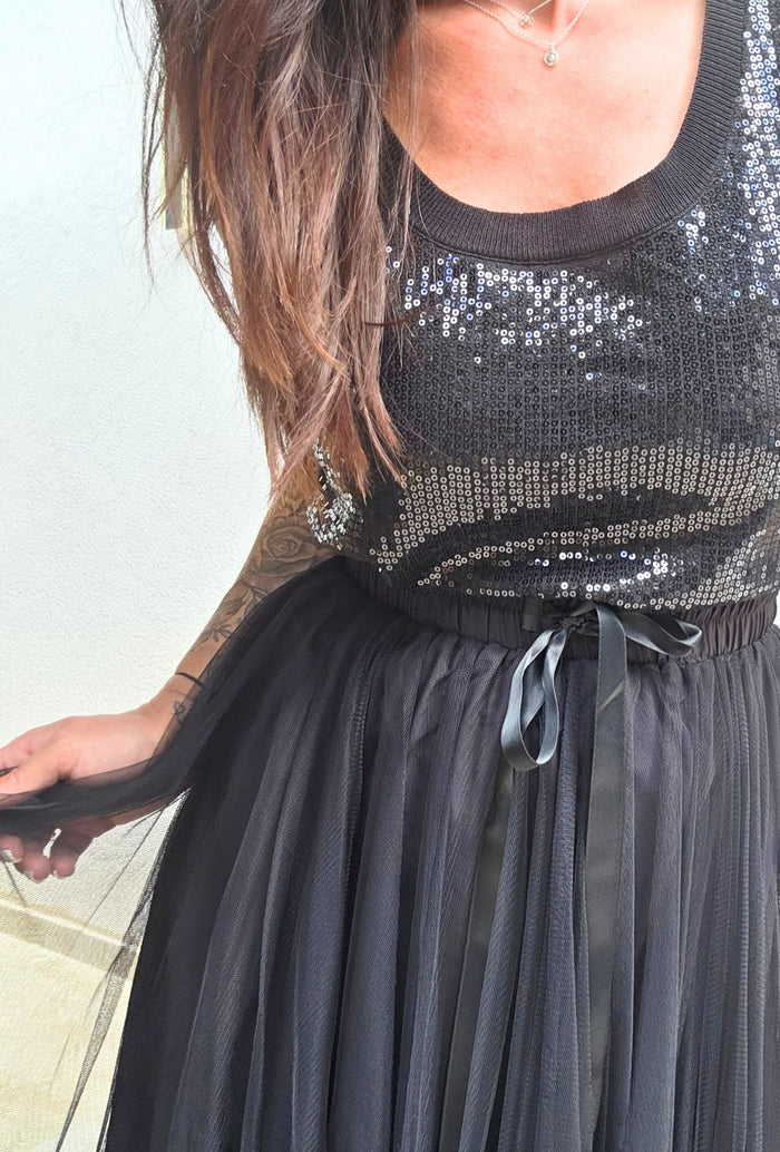 Top à sequins MARIA noir
