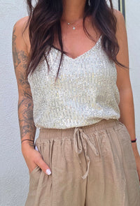 Top à sequins MARIA Argenté