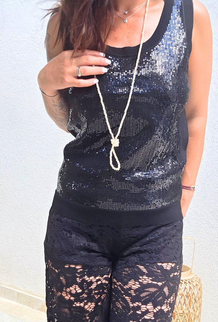 Top à sequins MARIA noir