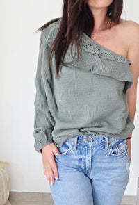 Haut Gaze de coton 1 manche Cathy