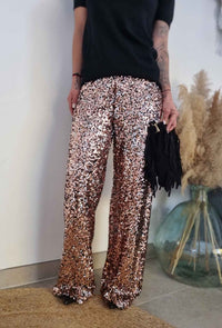 Pantalon SOPHIE sequins Rose Doré