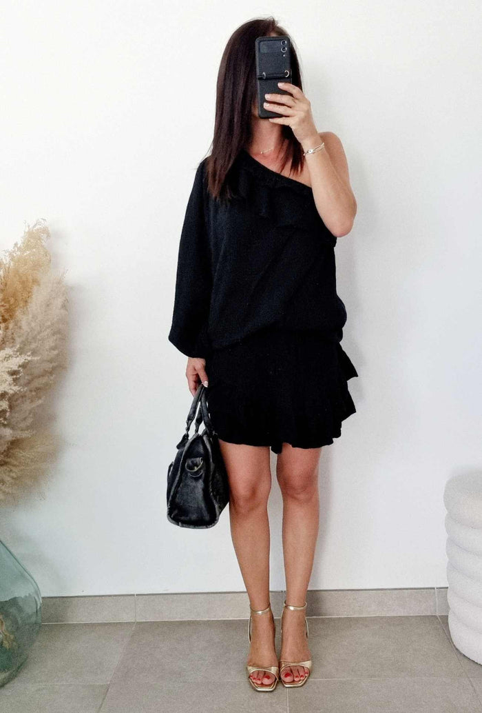 Short Gaze de coton CATHY Noir