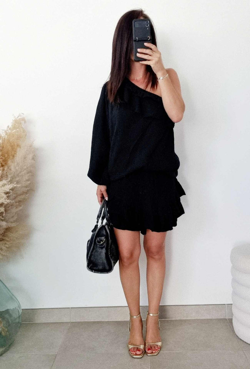 Short Gaze de coton CATHY Noir