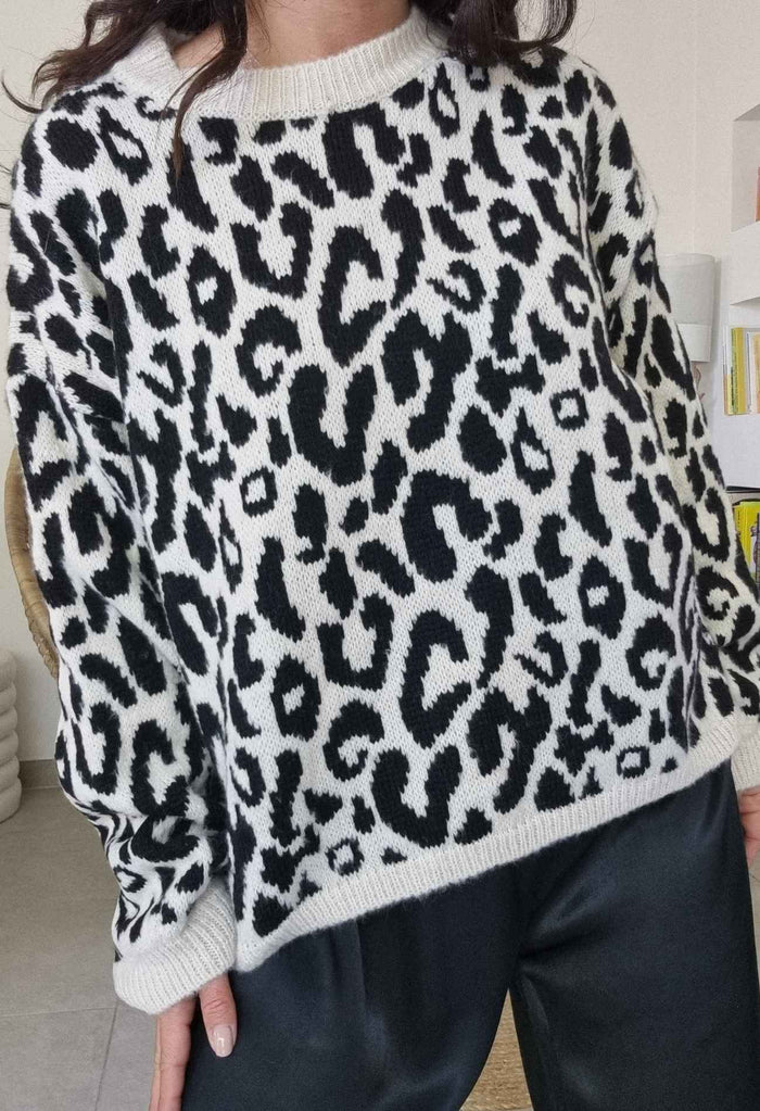 Pull leopard LULU noir 