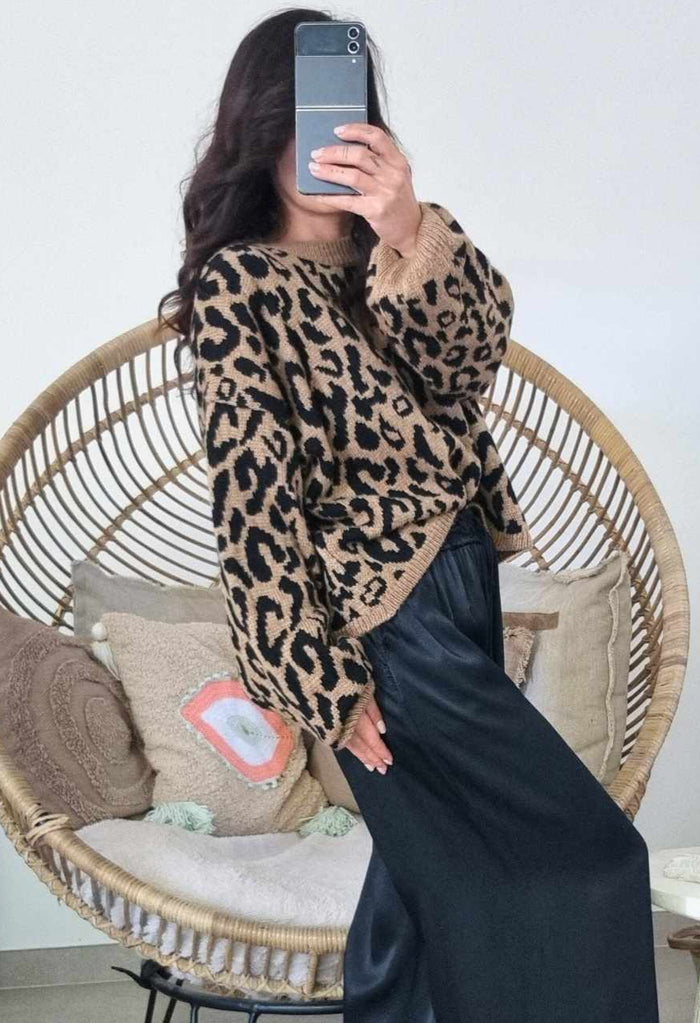 Pull leopard LULU beige