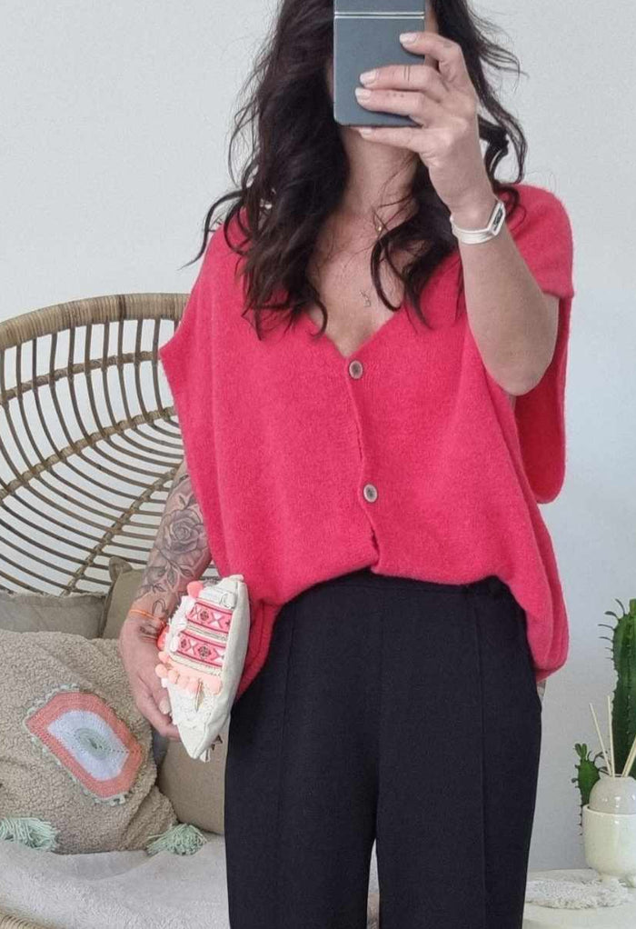 Gilet Pull sans manches MINA rose