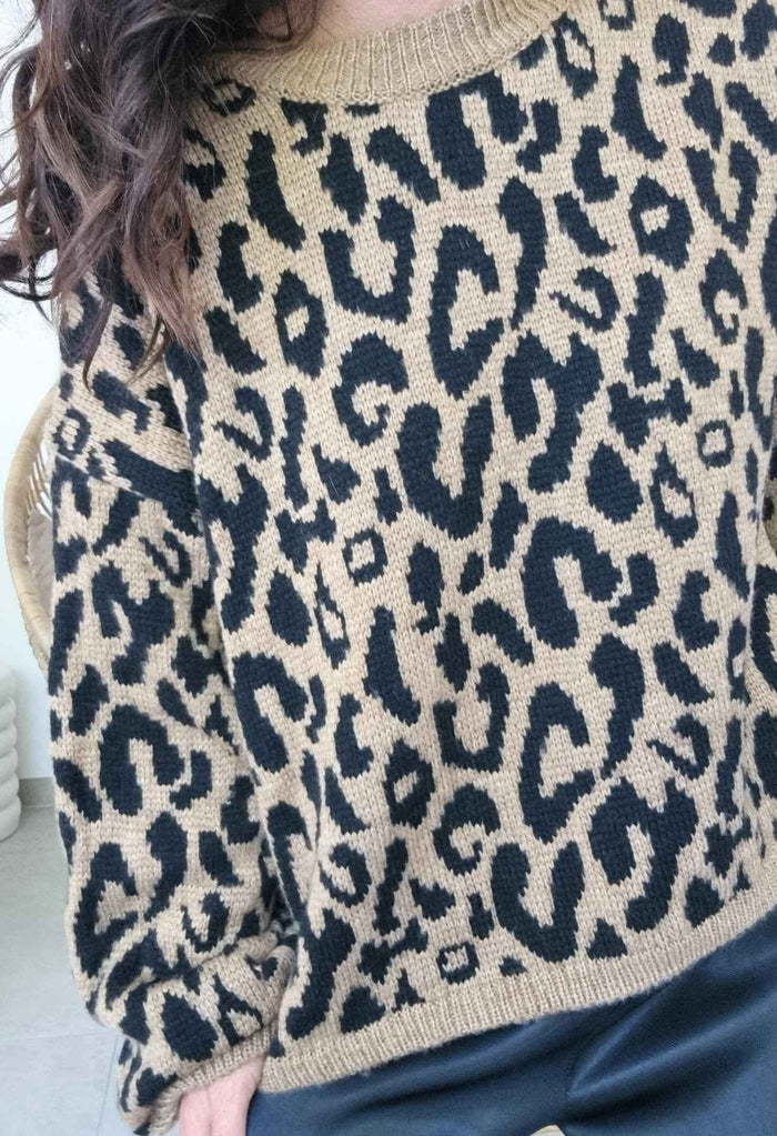 Pull leopard LULU beige