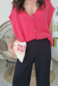 Gilet Pull sans manches MINA rose