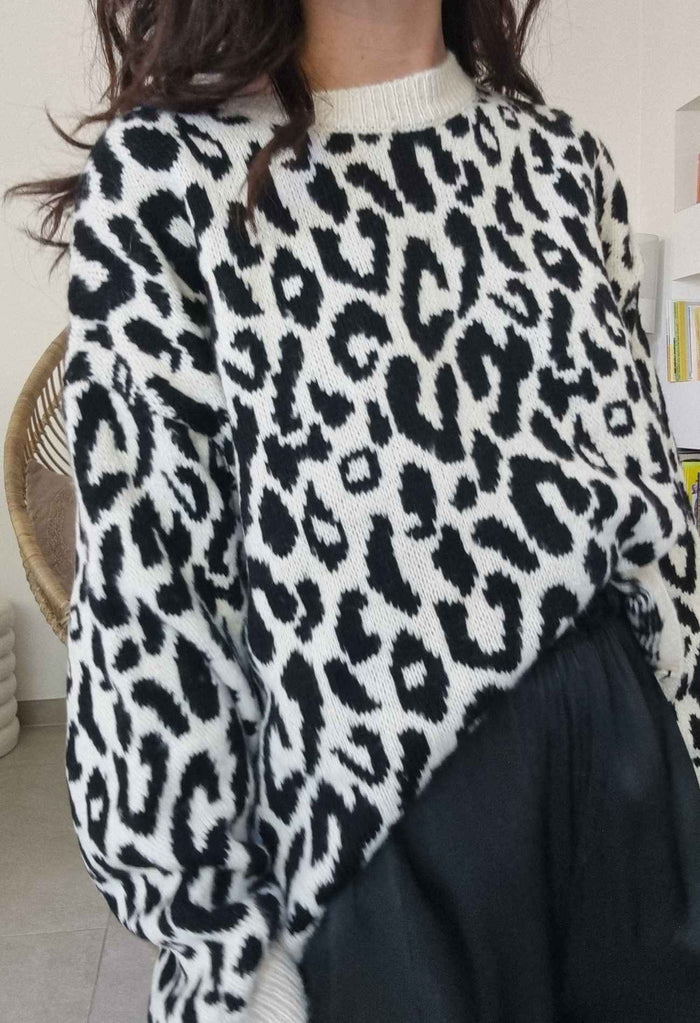 Pull leopard LULU noir 