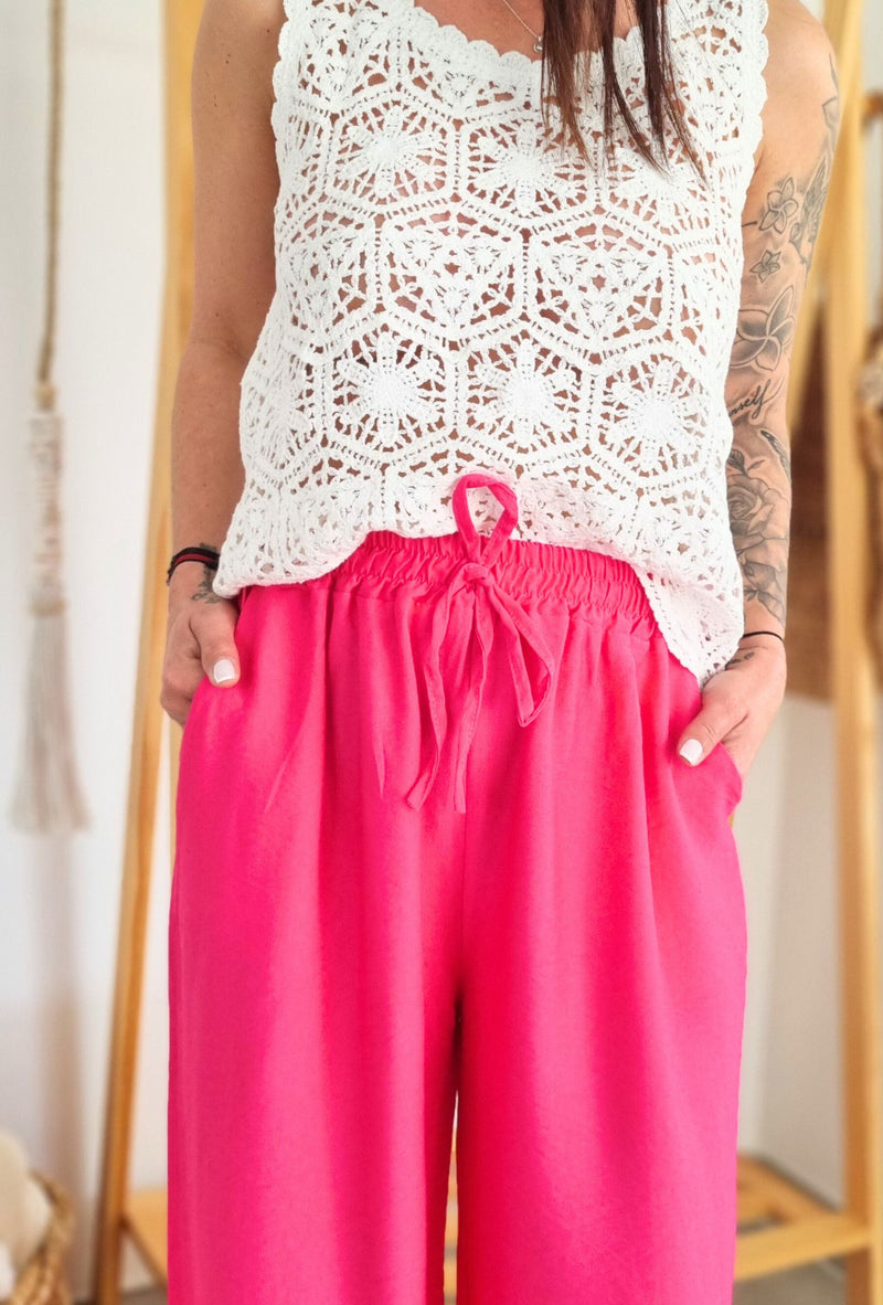 Pantalon fluide NOE rose fushia