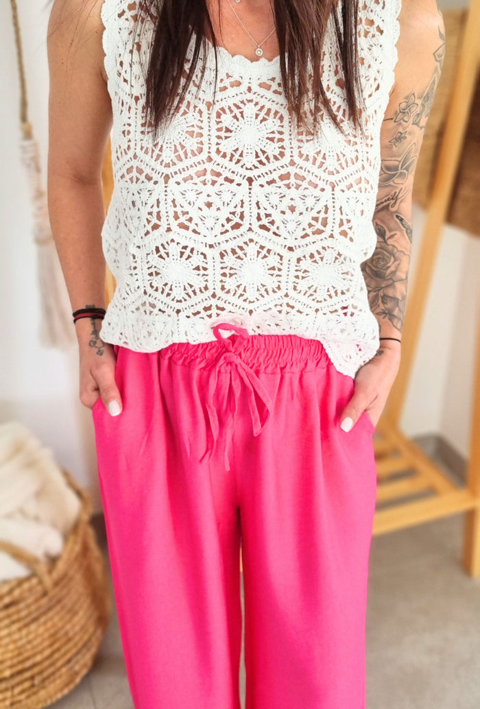 Pantalon fluide NOE rose fushia
