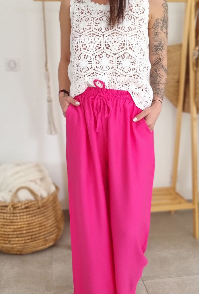 Pantalon fluide NOE rose fushia
