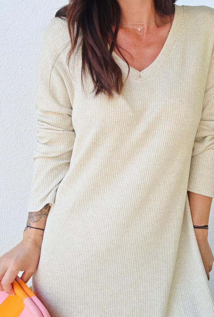 Robe maille KARINE sable
