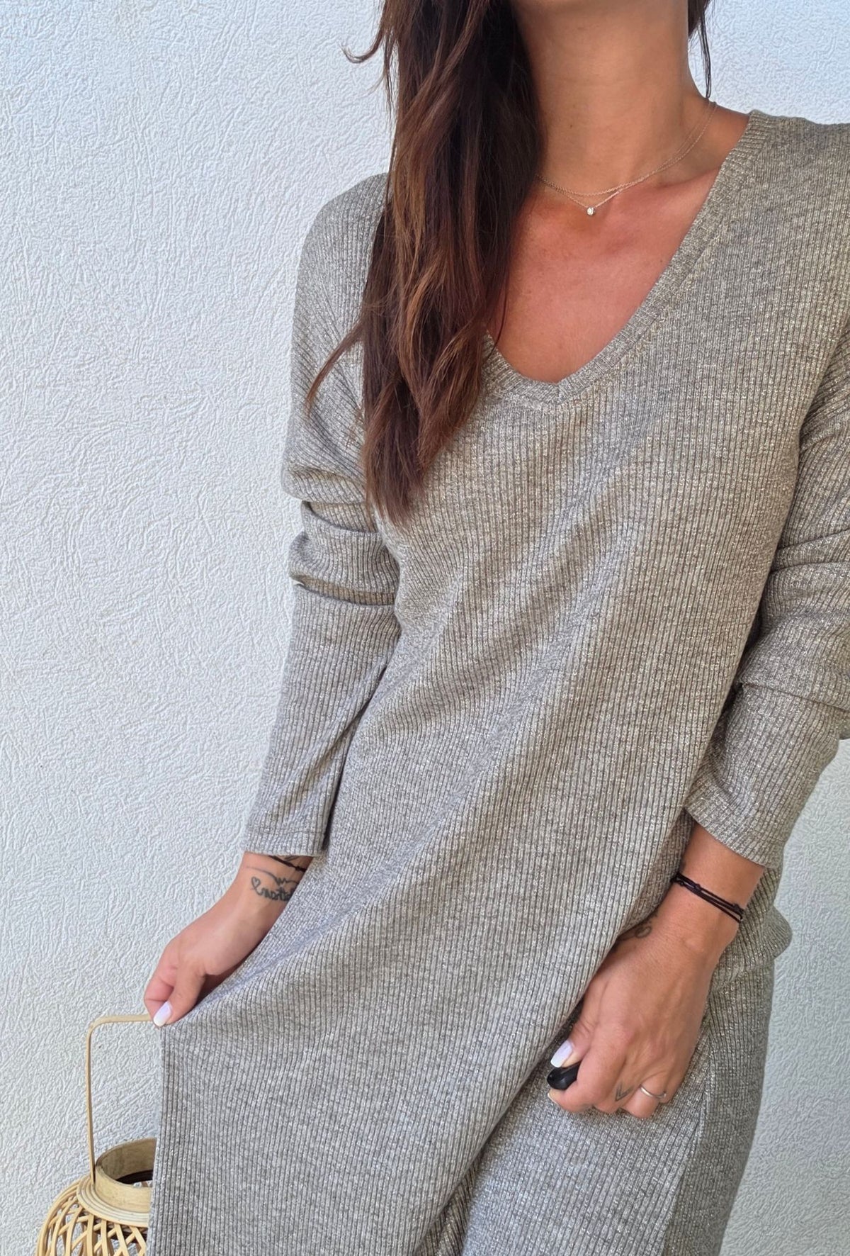 Robe maille KARINE taupe