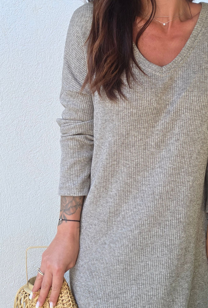 Robe maille KARINE taupe