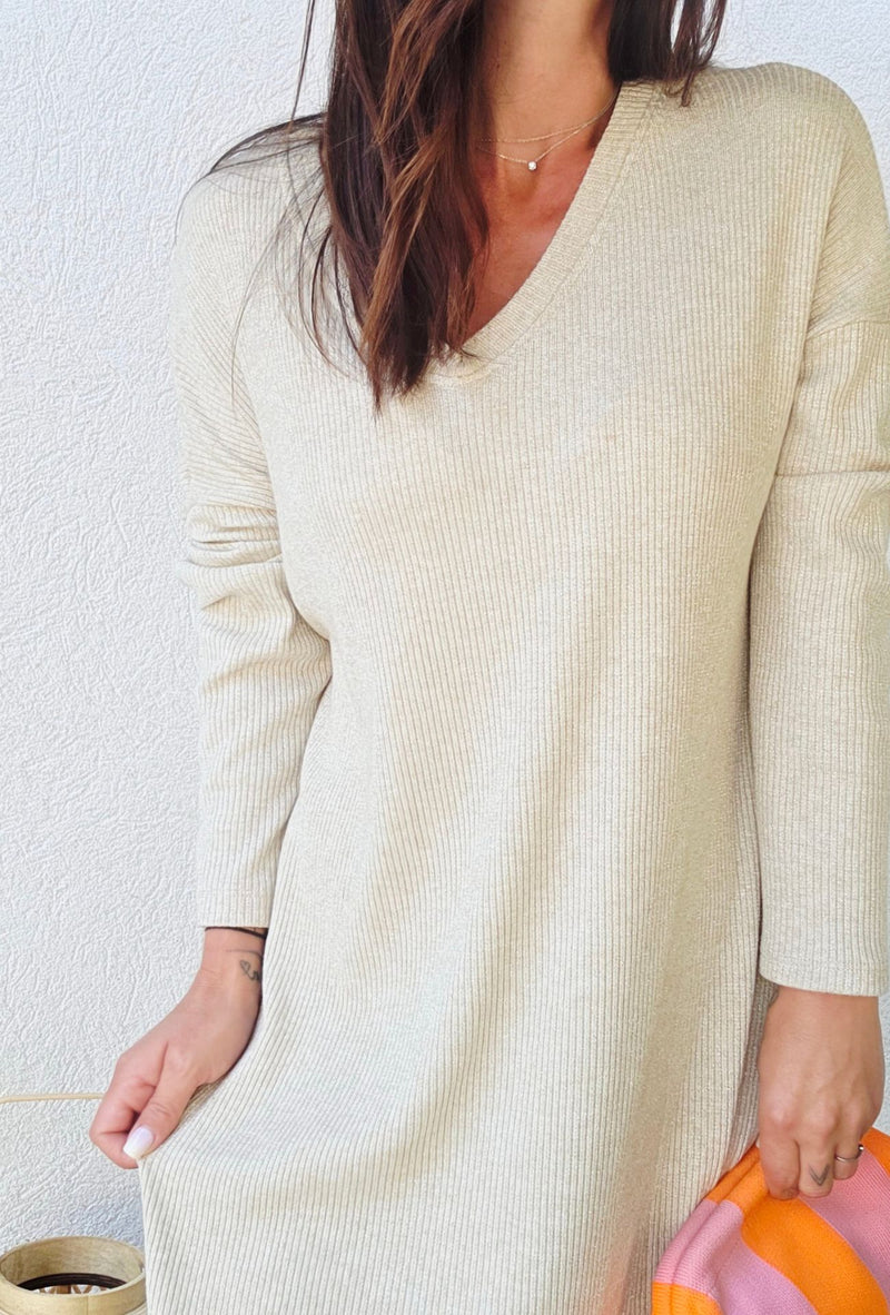 Robe maille KARINE sable