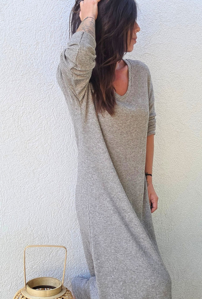 Robe maille KARINE taupe