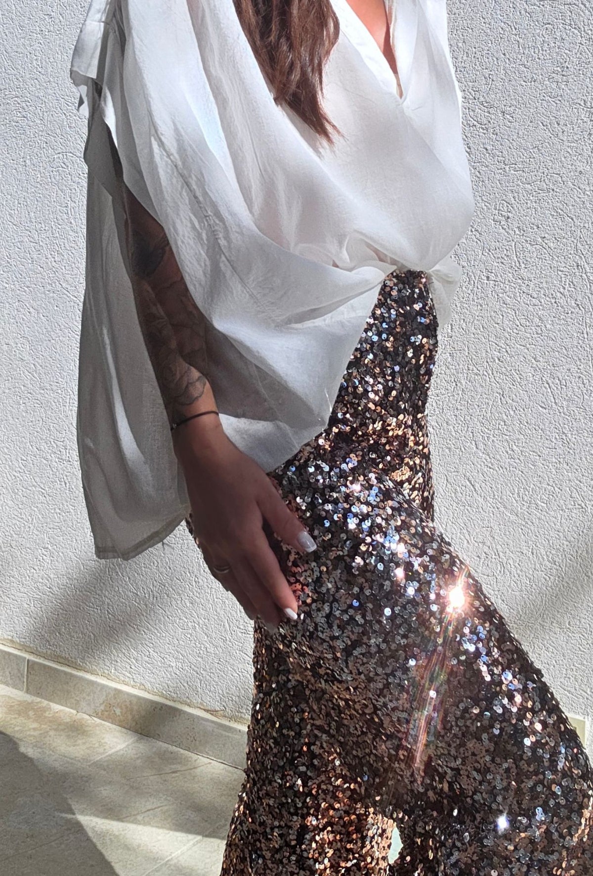 Pantalon SOPHIE sequins Rose Doré
