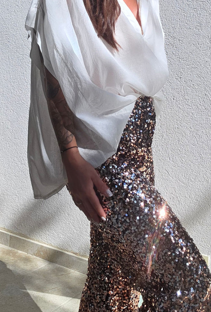 Pantalon SOPHIE sequins Rose Doré