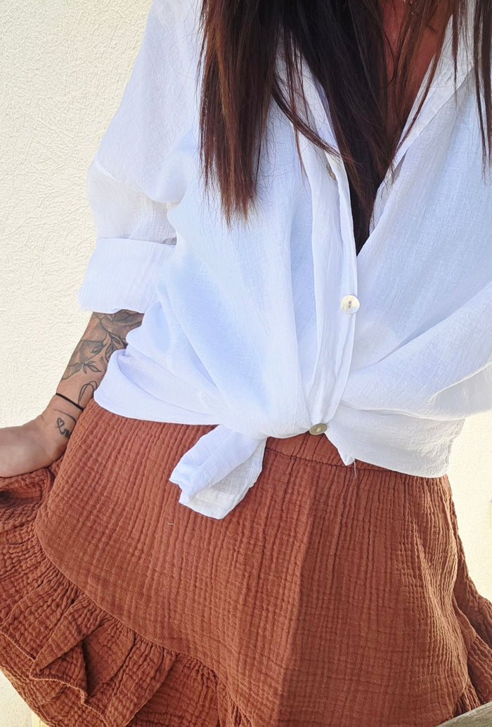 Short Gaze de coton CATHY Terracotta