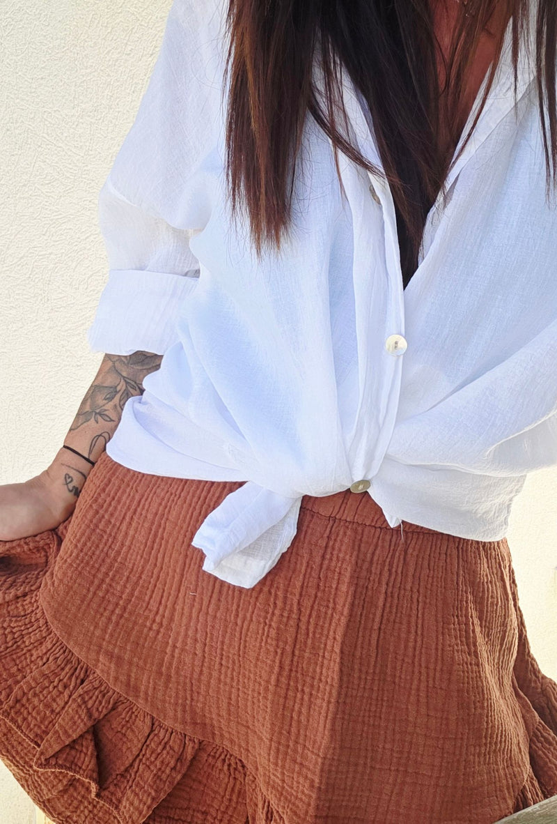 Short Gaze de coton CATHY Terracotta